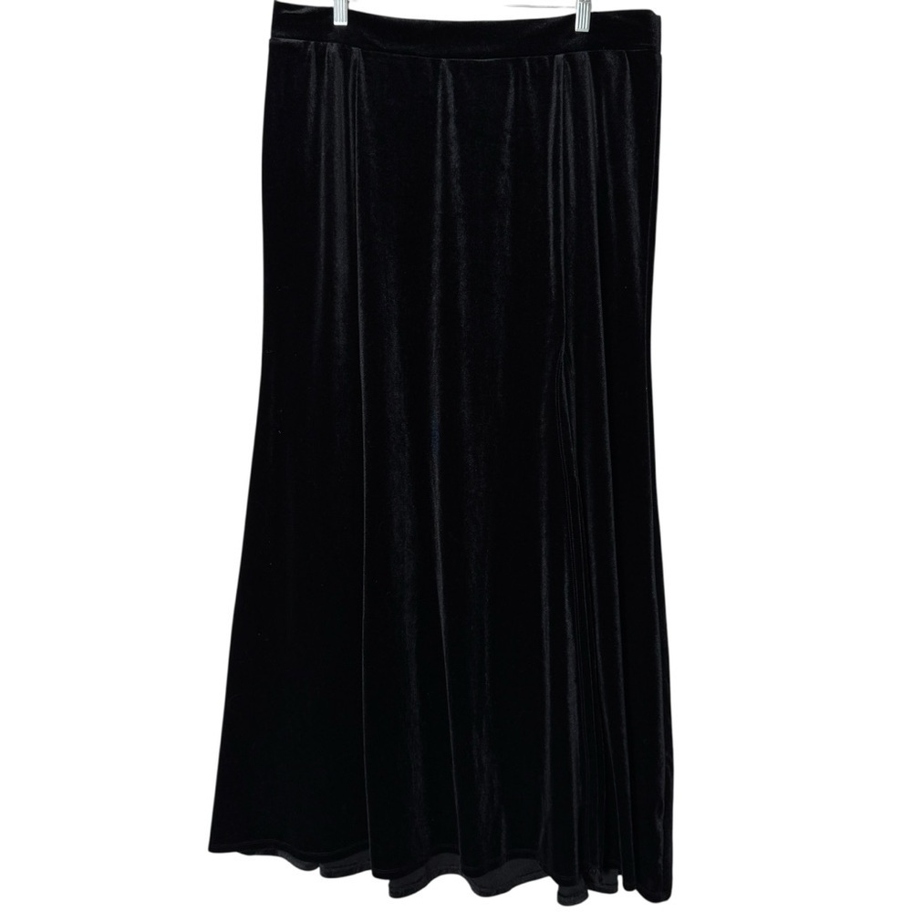 Torrid Velvet Maxi Skirt | 1 (XL / 14–16) | Black Stretch Pull-On A-Line
